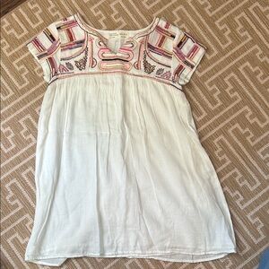 Zara Girls White Dress with Pink Embroidery